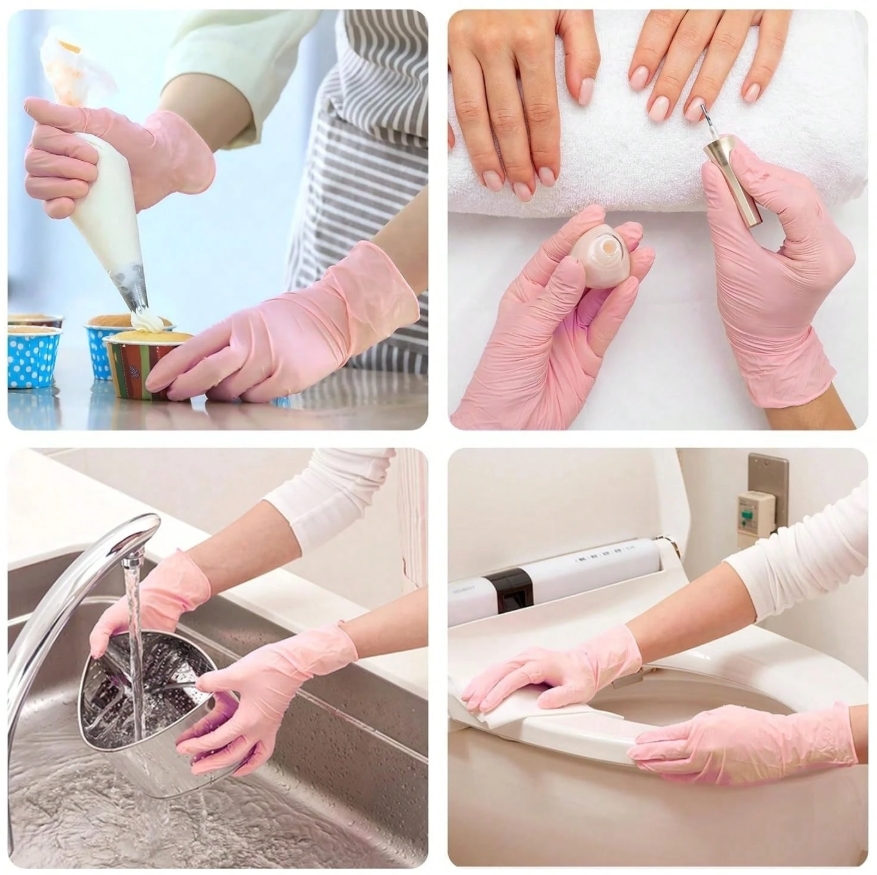 100 pièces Gants jetables en nitrile vert clair, sans poudre